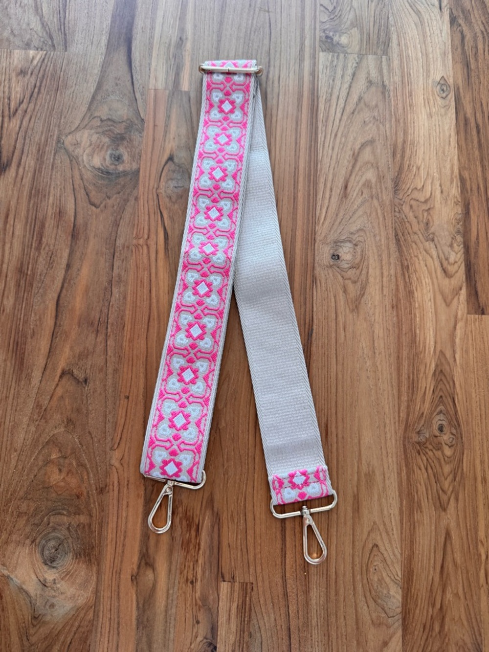 Jen & Co Purse Strap Pink, Tan & White